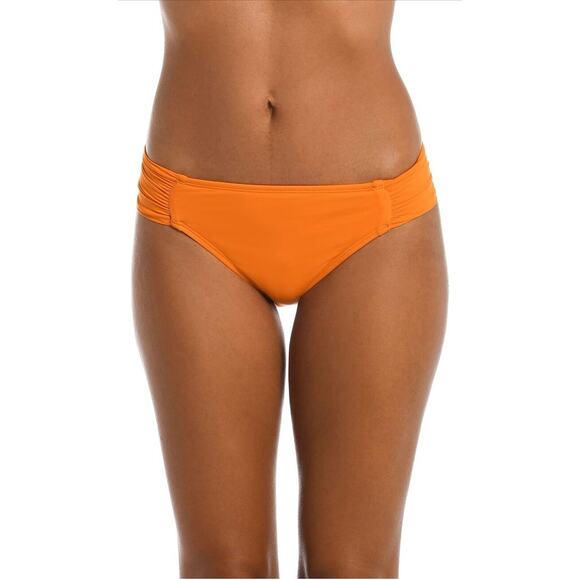 La Blanca Island Goddess Side Shirred Hipster Bikini Bottom Tangerine Orange 16 - Picture 1 of 9